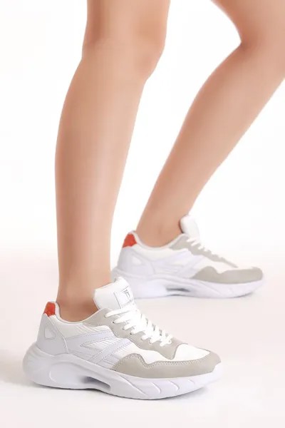 Женские белые серые спортивные туфли на шнуровке с подошвой Faylon в полоску TONNY BLACK