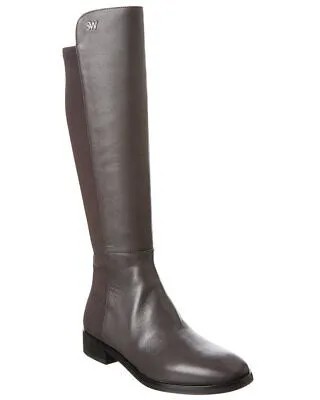 Stuart Weitzman Keelan City Кожаные высокие женские ботинки серого цвета 9,5