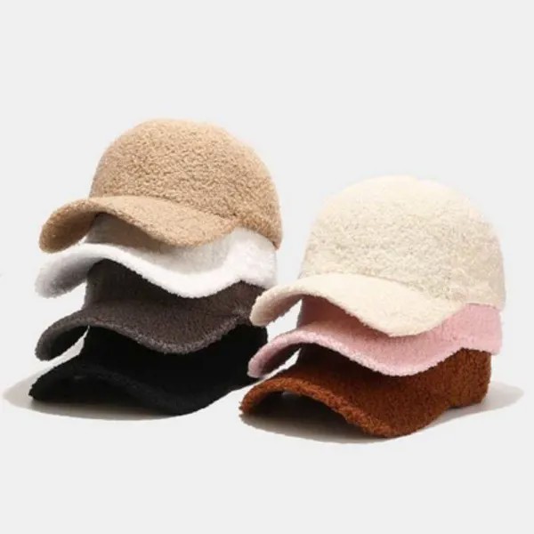 2021 Зимняя мода Корейские женщины Мужчины Бейсболка Сплошной цвет Открытый Регулируемый Вышитый Влюбленные Шляпы Ретро Толстая теплая шерсть Остроконечная шапочка