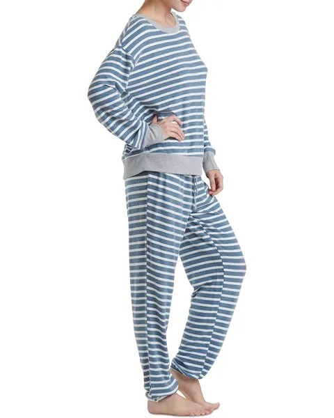 Пижамный комплект Splendid Westport Brushed Jersey Long Sleeve PJ Set, цвет Dusted Teal Weekend Stripe
