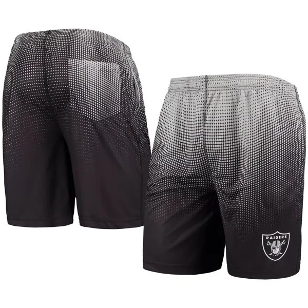 Мужские тренировочные шорты с пиксельным градиентом FOCO черного/серебристого цвета Las Vegas Raiders