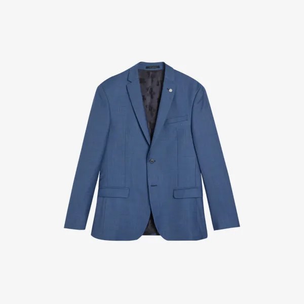 Однобортный шерстяной пиджак приталенного кроя Camdejs Ted Baker, синий