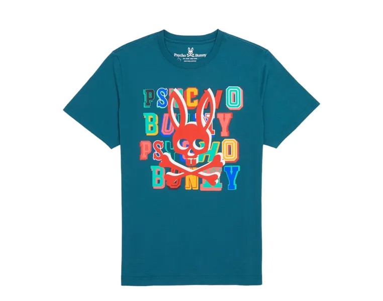 Мужская футболка Psycho Bunny Fulton зелено-зеленого цвета с принтом B6U870U1PC-PCR, зеленый