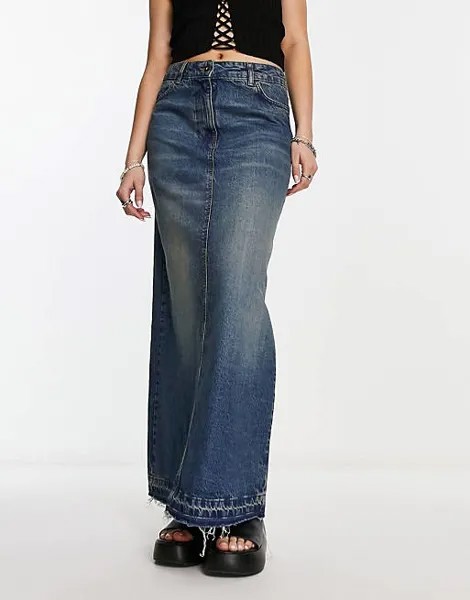 Голубая длинная джинсовая юбка макси COLLUSION