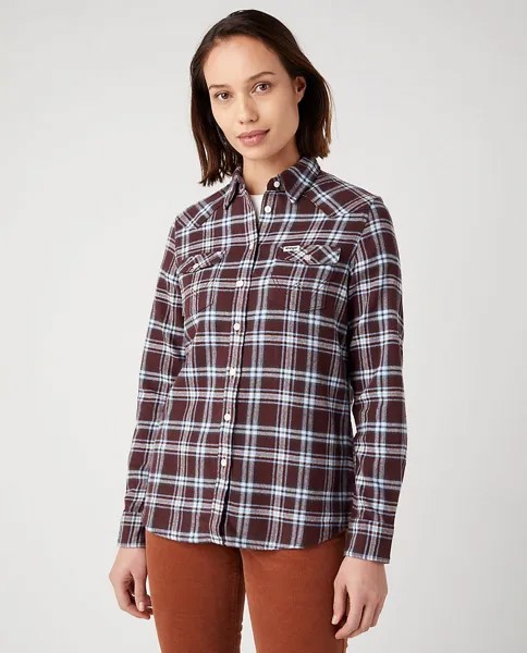 Женская рубашка в клетку с длинным рукавом Wrangler, бордо