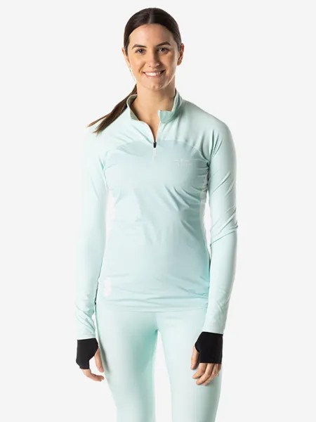 ЛОНГСЛИВ С МЕМБРАННОЙ ВСТАВКОЙ ЖЕНСКИЙ 1/2 ZIP LONG SLEEVE WIND BREAKER | AQUA, Голубой