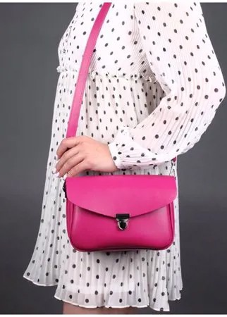 Женская сумка через плечо из натуральной кожи розовая A001 fuchsia Divalli