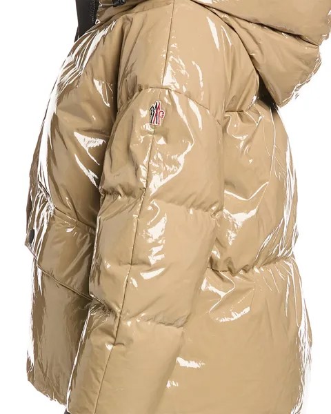 Moncler глянцевый пуховик, коричневый