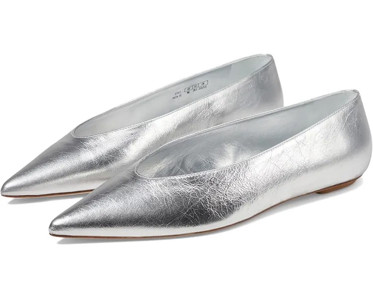 Туфли на плоской подошве Stuart Weitzman Lina Flat, серебряный