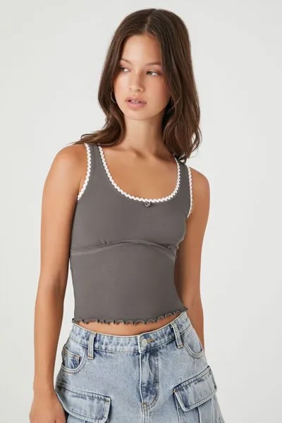 Бесшовная майка с розой Forever 21, угольный