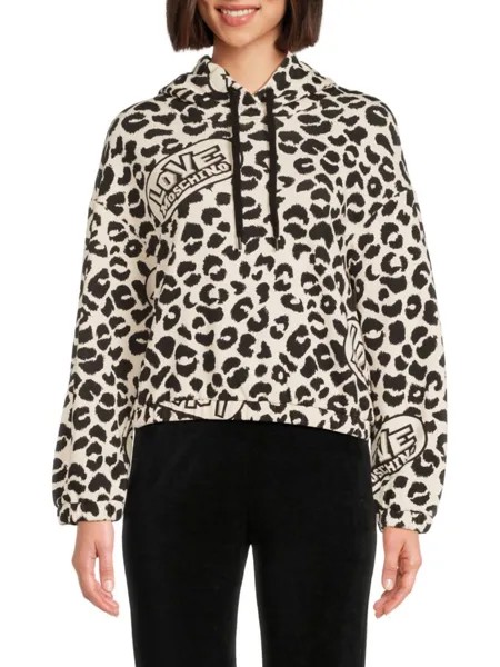 Свитер с логотипом и животным принтом Love Moschino, цвет Leopard Love