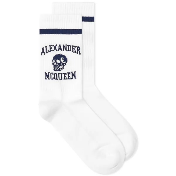 Носки Alexander Mcqueen Varsity Skull Logo, белый/синий