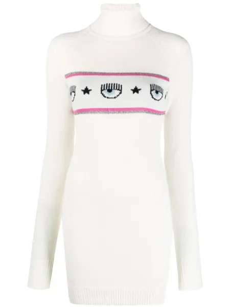 Chiara Ferragni Eyelike-motif knitted dress, белый