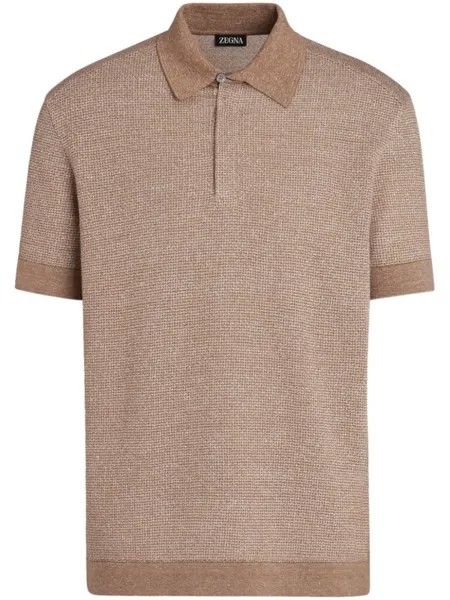 Zegna рубашка поло с отделкой в рубчик, нейтральный цвет