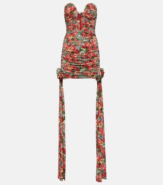 Мини-платье со сборками и цветочным принтом Magda Butrym, мультиколор