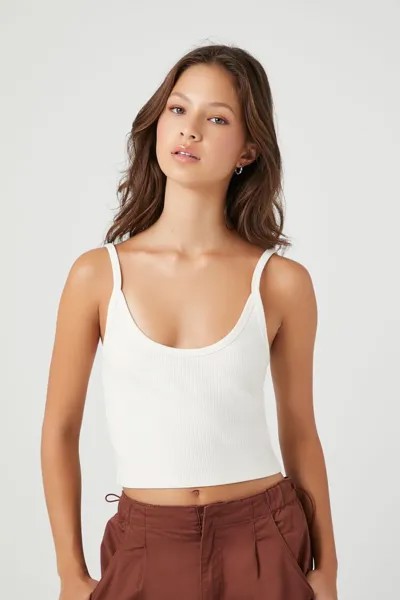Укороченная майка ребристой вязки Forever 21, кремовый