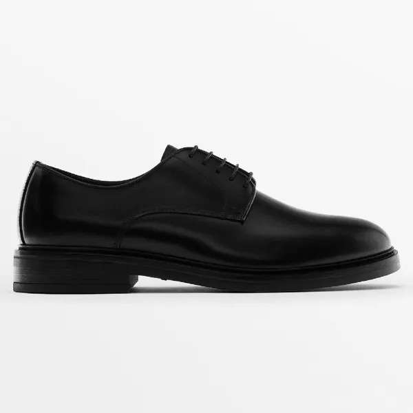 Туфли Massimo Dutti Leather Derby, черный