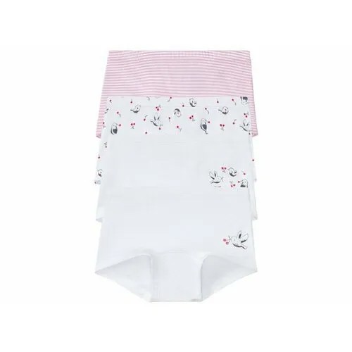 Комплект плавки-шорты для девочки Lupilu, 4 шт, размер 86/92 , эко-хлопок, цвет белый/белый рисунок/розовый полоска