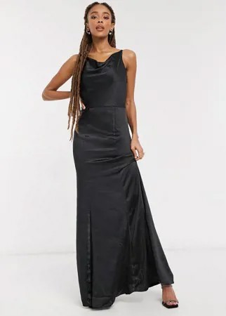 Черное атласное платье-футляр макси Chi Chi London Rheanna-Черный