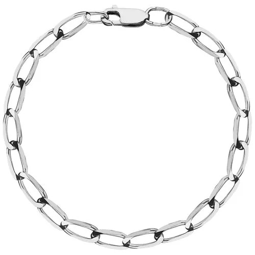 Браслет-цепочка SOLID, серебро, 925 проба, родирование, длина 17 см.