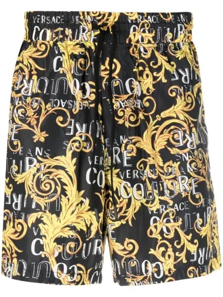 Versace Jeans Couture спортивные шорты с принтом Baroque, черный