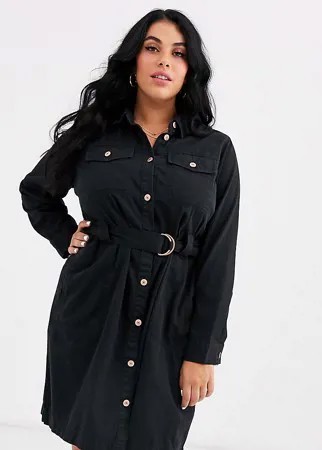 Черное платье-рубашка New Look Curve-Черный