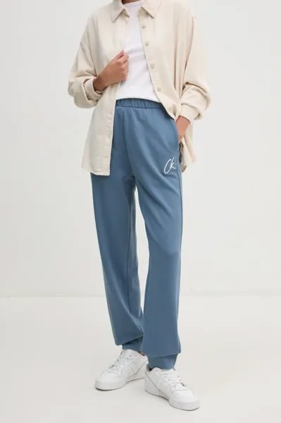 Хлопковые спортивные штаны Calvin Klein Jeans, синий