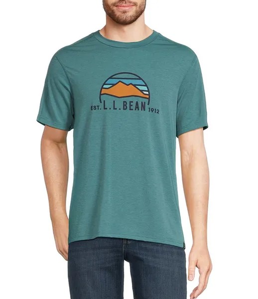 L.L.Bean Performance Эластичная футболка SunSmart на каждый день с графическим рисунком на груди и короткими рукавами, синий