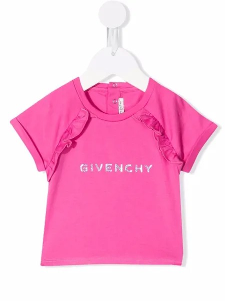 Givenchy Kids футболка с оборками и логотипом