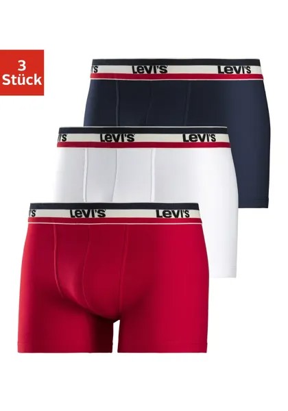 Боксеры Levi's (комплект из 3 шт.), с контрастным поясом с логотипом, белый