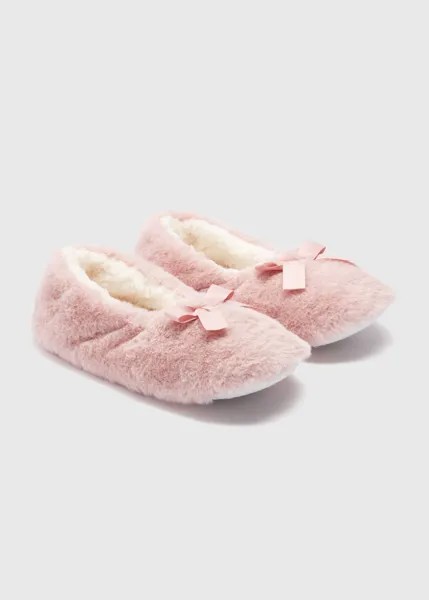 Розовые носки-тапочки из искусственного меха