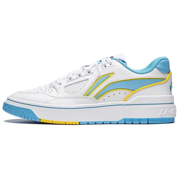 Кроссовки LINING Rookie Skateboarding Shoes Unisex Low-top Standard White/Wave Blue, голубой