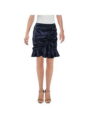 AQUA Женская темно-синяя короткая юбка с рюшами и животным принтом Размер: L