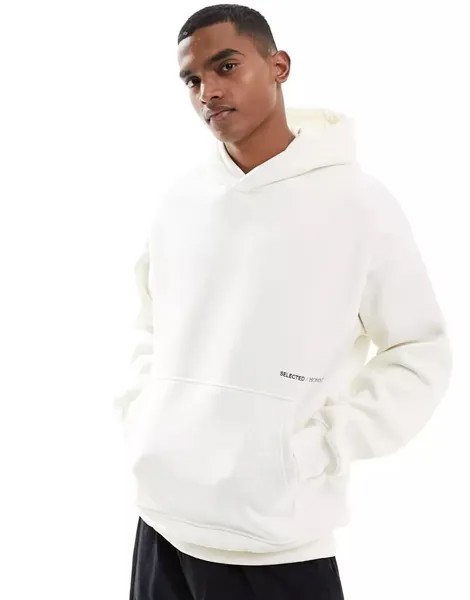 Белое худи свободного кроя Selected Homme