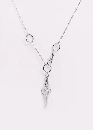 Серебристое массивное ожерелье-цепочка с подвеской в виде ключа Uncommon Souls-Серебряный