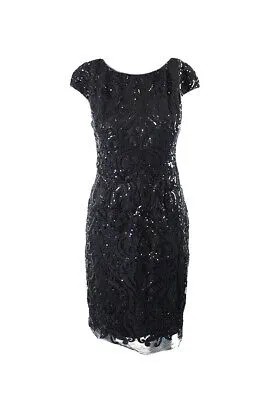 Черное кружевное платье с пайетками Vera Wang 4