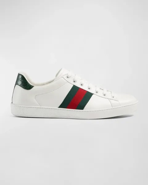 Мужские низкие кеды New Ace Web Gucci, цвет White