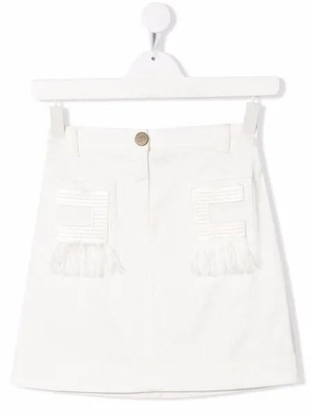 Elisabetta Franchi La Mia Bambina джинсовая юбка с бахромой