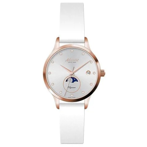 Наручные часы Atlantic Atlantic Часы ``ATLANTIC`` 29040.44.27L женские швейцарские часы с лунным календарем и индикатором даты, белый, серебряный
