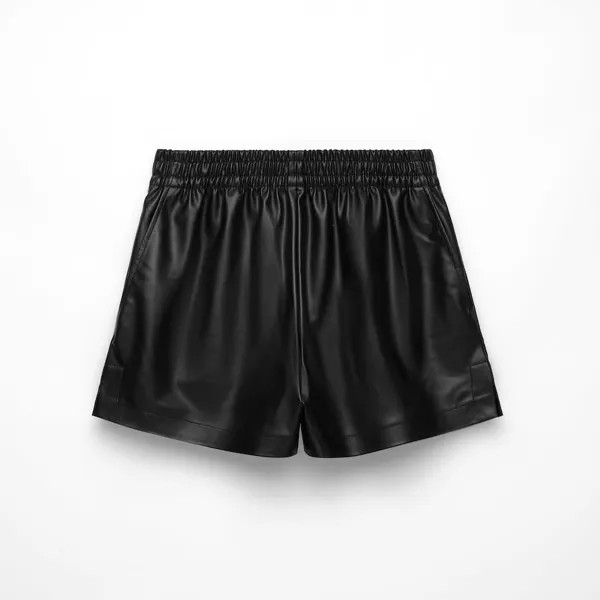 Шорты Oysho Leather-effect, черный
