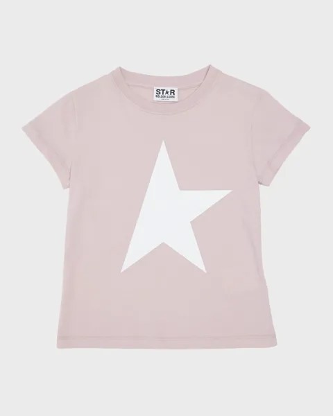 Футболка с логотипом и принтом звезд для девочек Golden Goose, цвет Pink Lavander