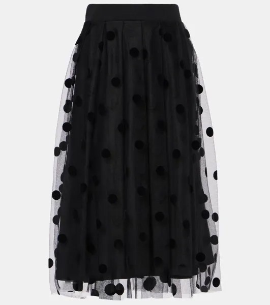 Юбка миди из тюля в горошек Nina Ricci, черный