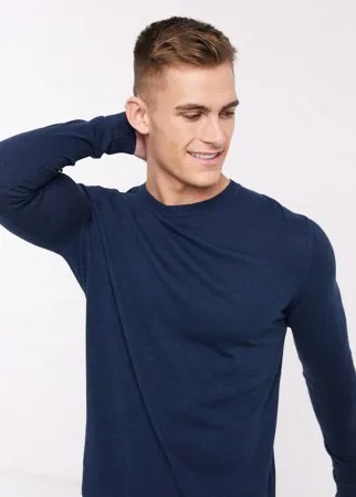 Синий хлопковый джемпер ASOS DESIGN-Темно-синий