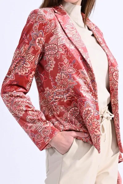 Бархатный пиджак с принтом Molly Bracken, красный