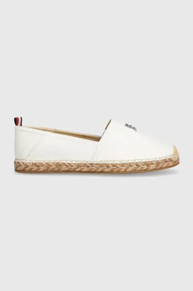 TH LEATHER FLAT ESPADRILLE кожаные эспадрильи Tommy Hilfiger, белый