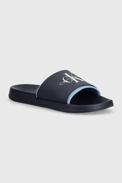 Шлепанцы из ТПУ SLIDE MONOGRAM Calvin Klein Jeans, темно-синий