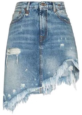 R13 джинсовая мини-юбка асимметричного кроя
