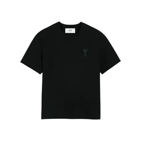 Футболка t-shirt mit schwarzem ami de coeur logo black black Ami Paris, черный