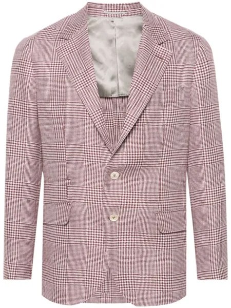 Brunello Cucinelli однобортный пиджак в клетку, красный