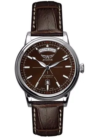 Наручные часы Aviator V.3.20.0.140.4, серебряный, коричневый